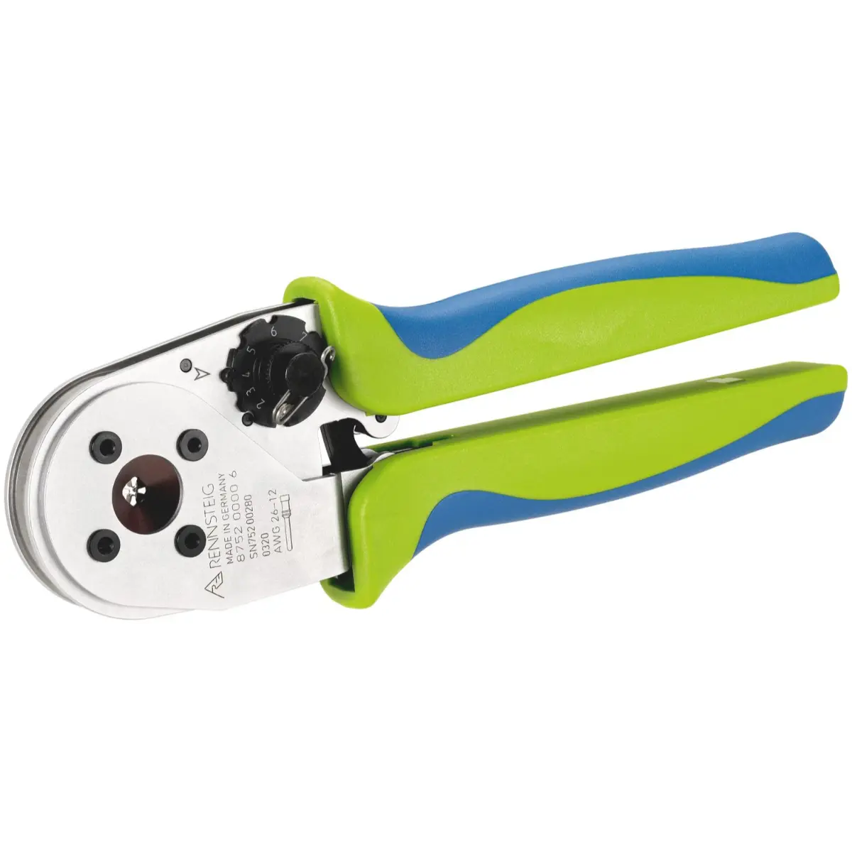 Rennsteig Vierdornzange SelectorCrimp für Luftfahrt-Kontakte 0,14 - 3,3 mm² / AWG 26 - 12, 2K-Griffe