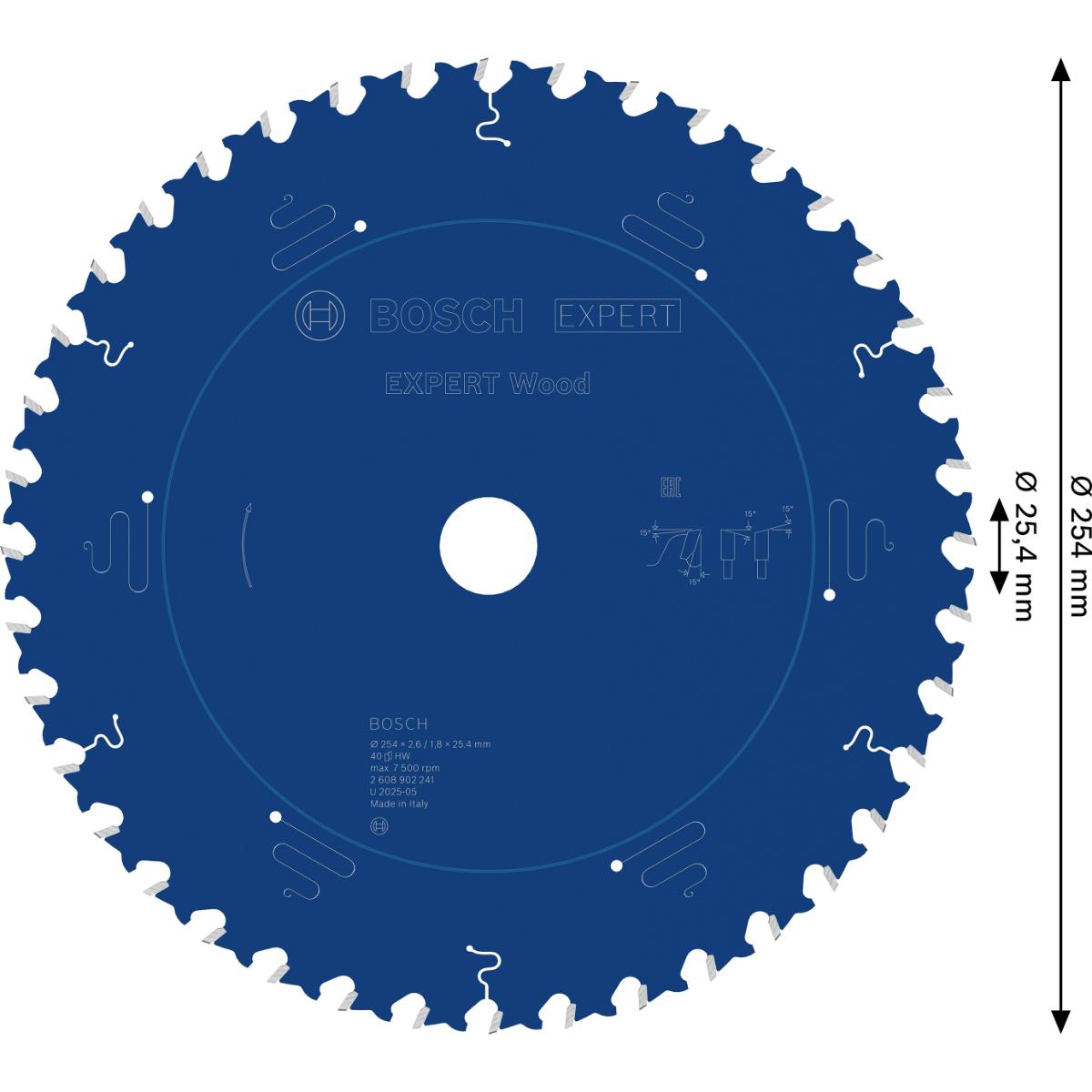Bosch EXPERT Wood Kreissägeblatt, 254x25,4 mm, Z40