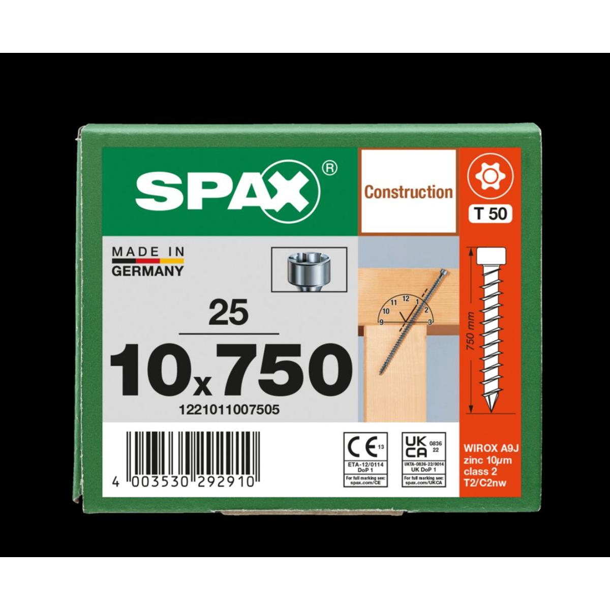 SPAX ZYLINDERKOPF T-STAR PLUS T50 VOLLGEWINDE CUT WIROX 25 Stück