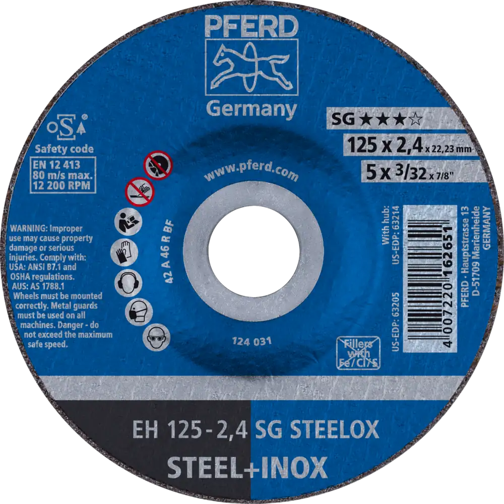 PFERD TOOLS Trennscheibe EH gekröpft Leistungslinie SG STEELOX für Stahl/Edelstahl