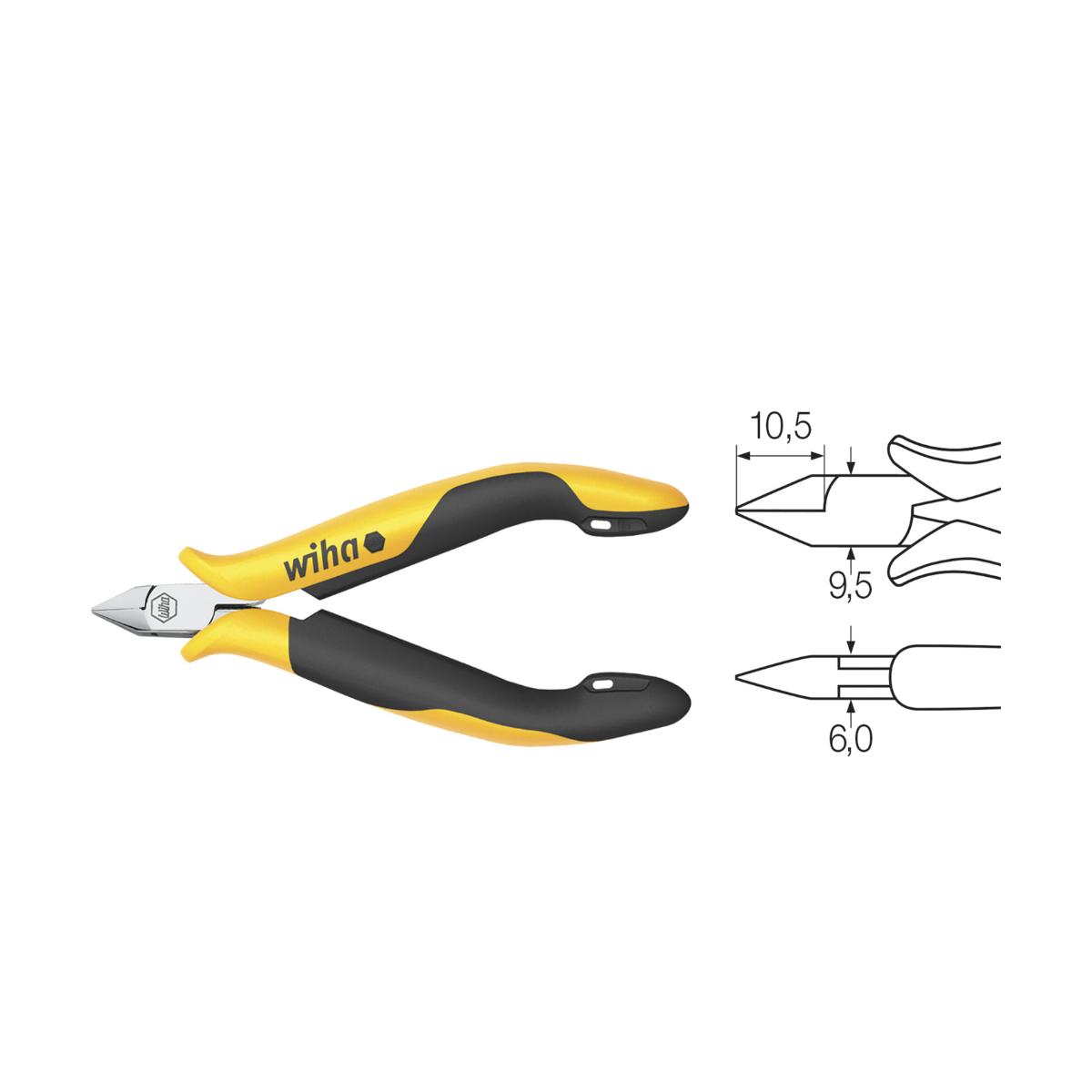Wiha Seitenschneider Professional ESD schmaler, spitzer Kopf mit kleiner Wate - 5 Stück
