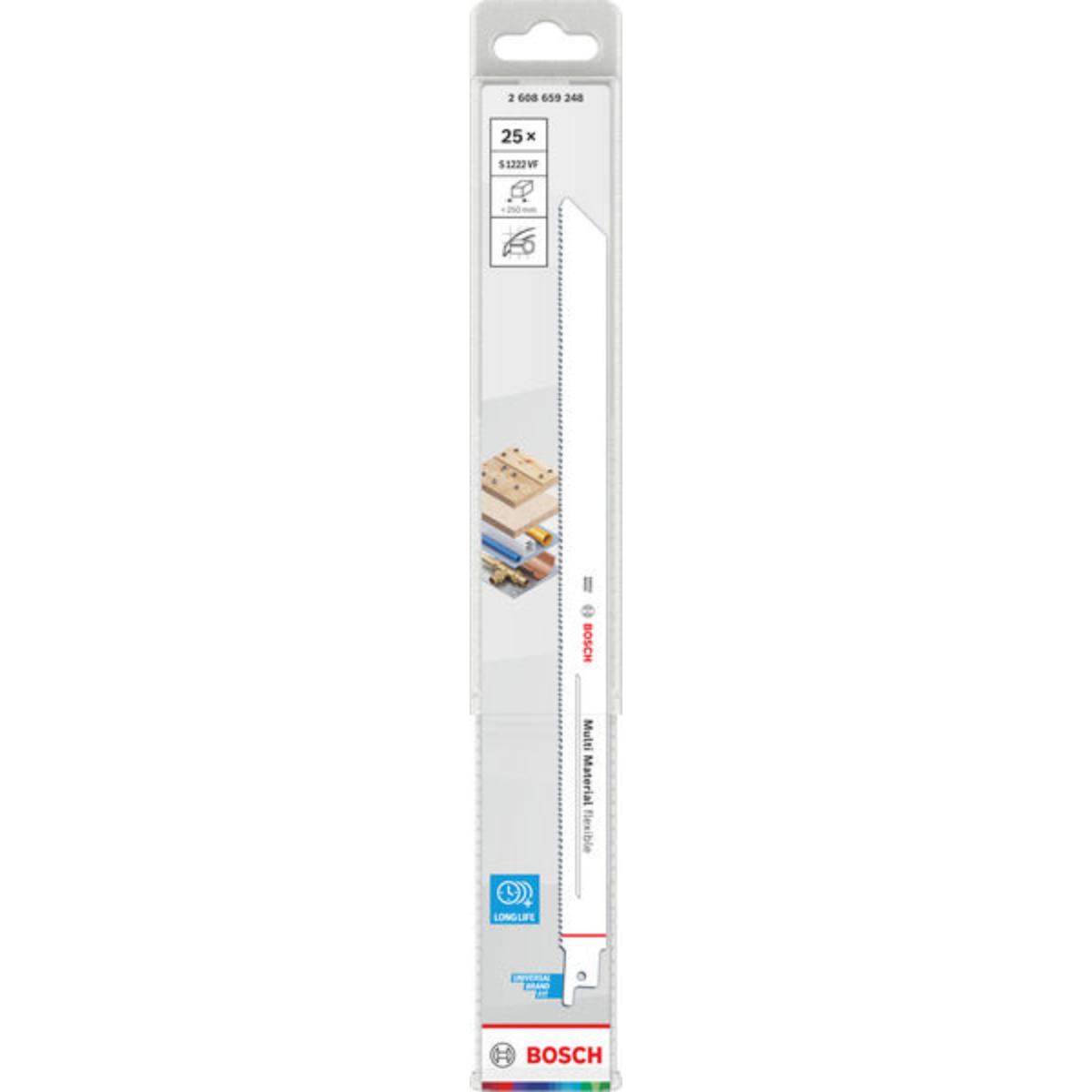 Bosch Multi Material flexibles S1222VF Säbelsägeblatt , 0,9 x 19 x 300 mm, 25-Stück