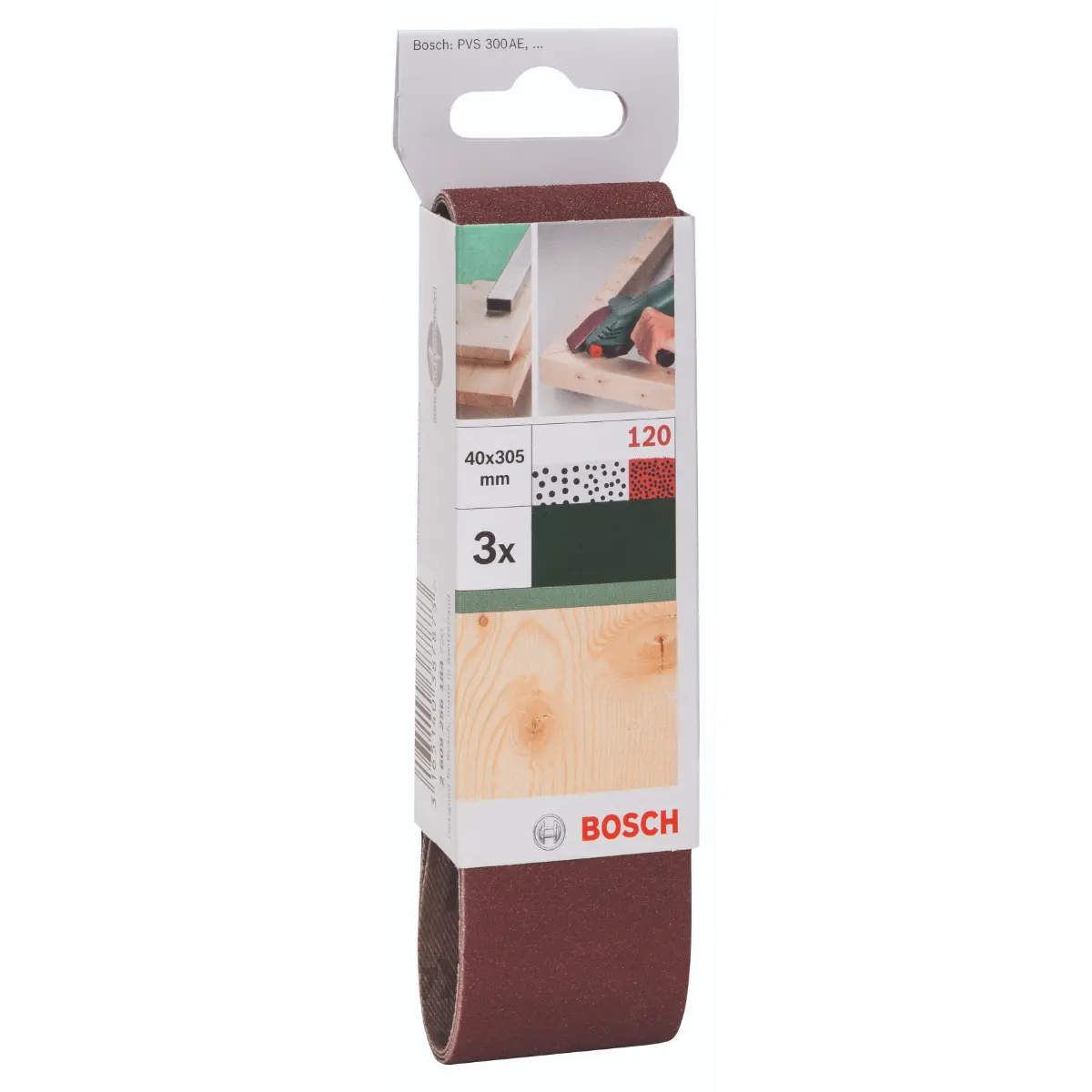 Bosch Schleifband-Set für Bosch-Varioschleifer, rote Qualität K=120, 3-tlg.