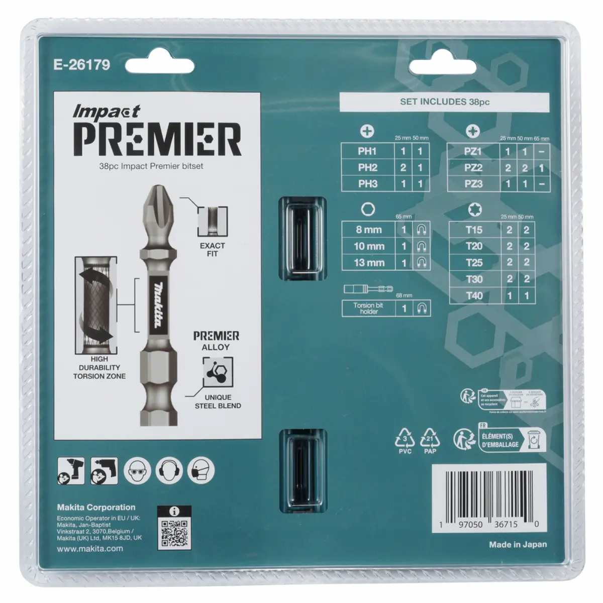 Makita Bit-Set Torsion 38-tlg. Impact Premier - E-26179