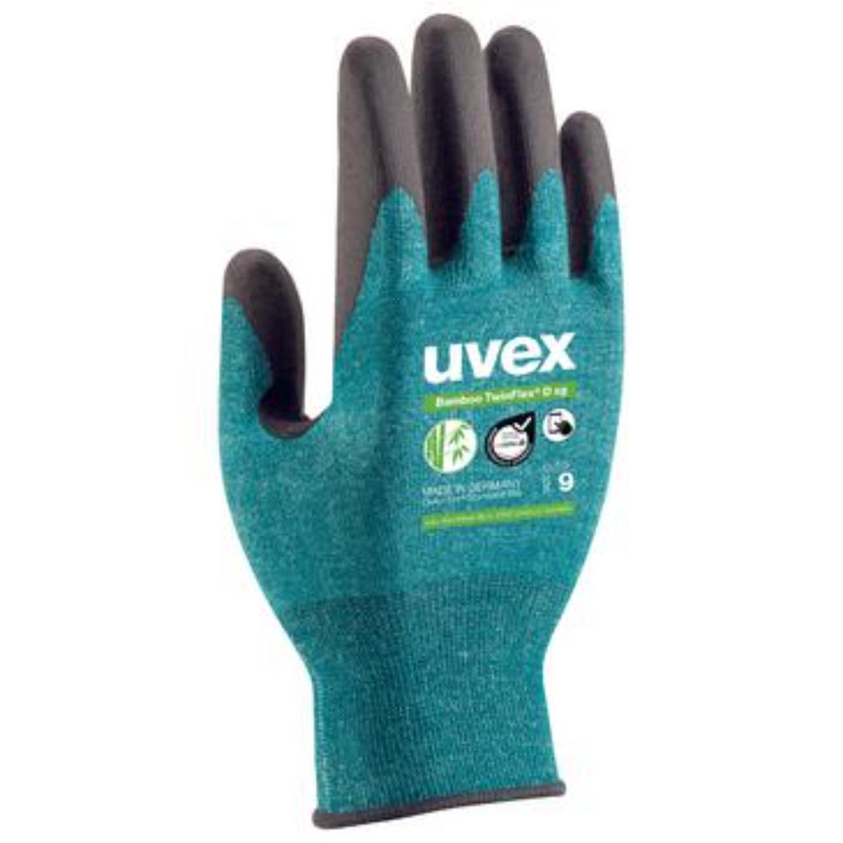 6009010uv Uvex Bamboo TwinFlex D xg Schnittschutzhandschuh (Touchscreen-Eignung) - 10 Paare