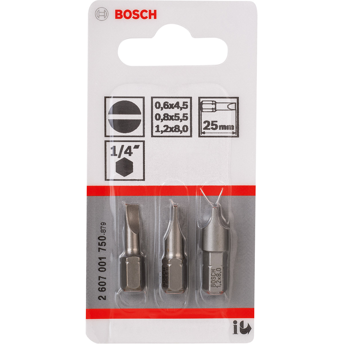 Bosch Schrauberbit-Set Extra-Hart (S), 3-teilig, 25 mm, S0,6x4,5, S0,8x5,5, S1,2x8,0