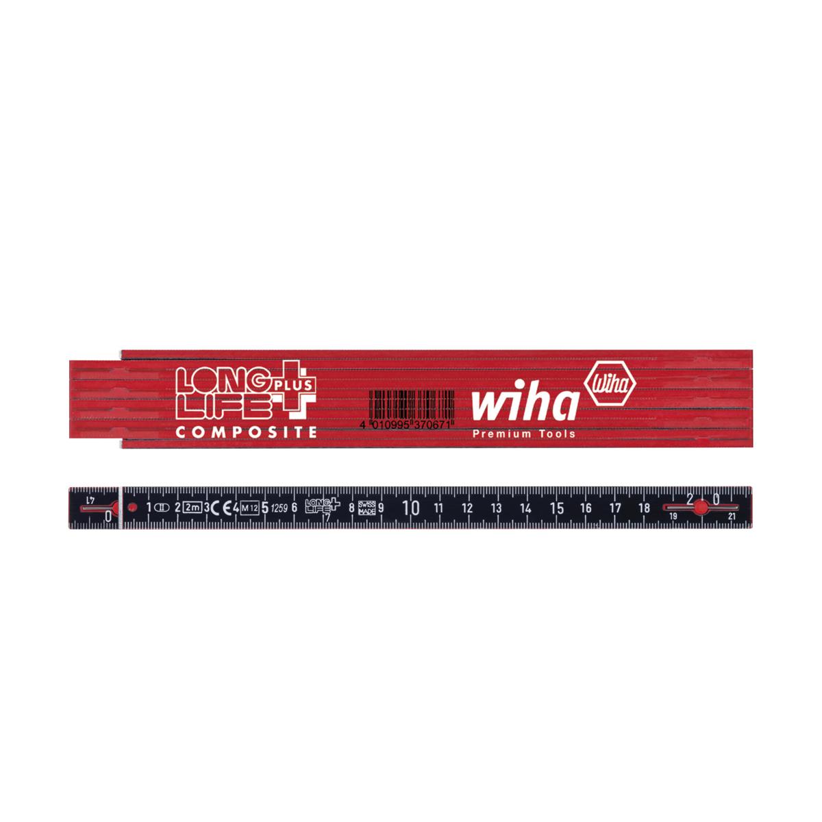 Wiha Gliedermaßstab Longlife Plus Composite 2 m metrisch, 10 Glieder