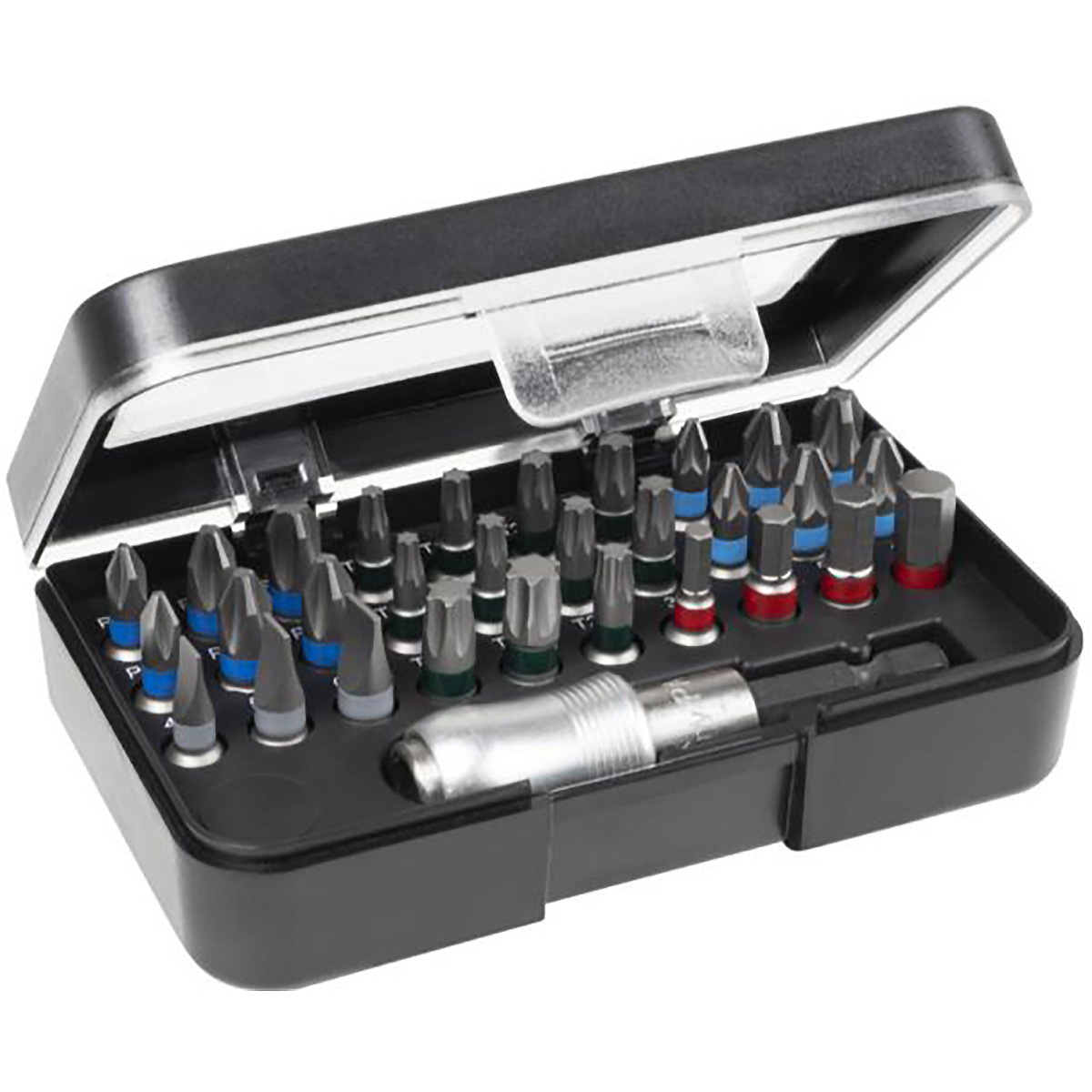 Wiha Bit Set Standard 25 mm gemischt 31-teilges Set 1/4 zoll C6,3 in Box mit Gürtelclip - 5 Stück