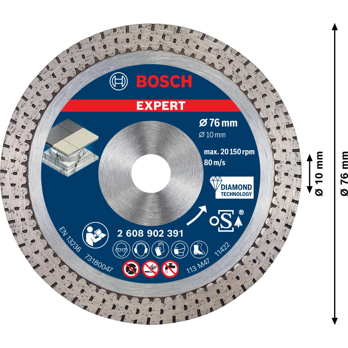 2608902391BO Bosch EXPERT Hard Ceramic 76 mm Diamant-Trennscheibe 76 x 1,5 x 10 mm
