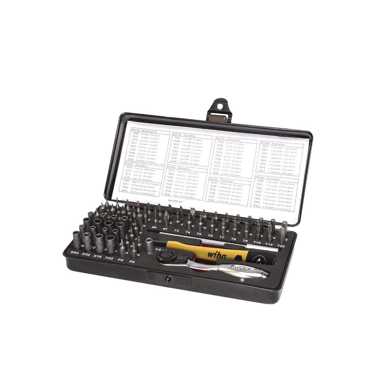 Wiha Micro-Bit Set ESD gemischt 65-teilges Set 4mm C4 in Box