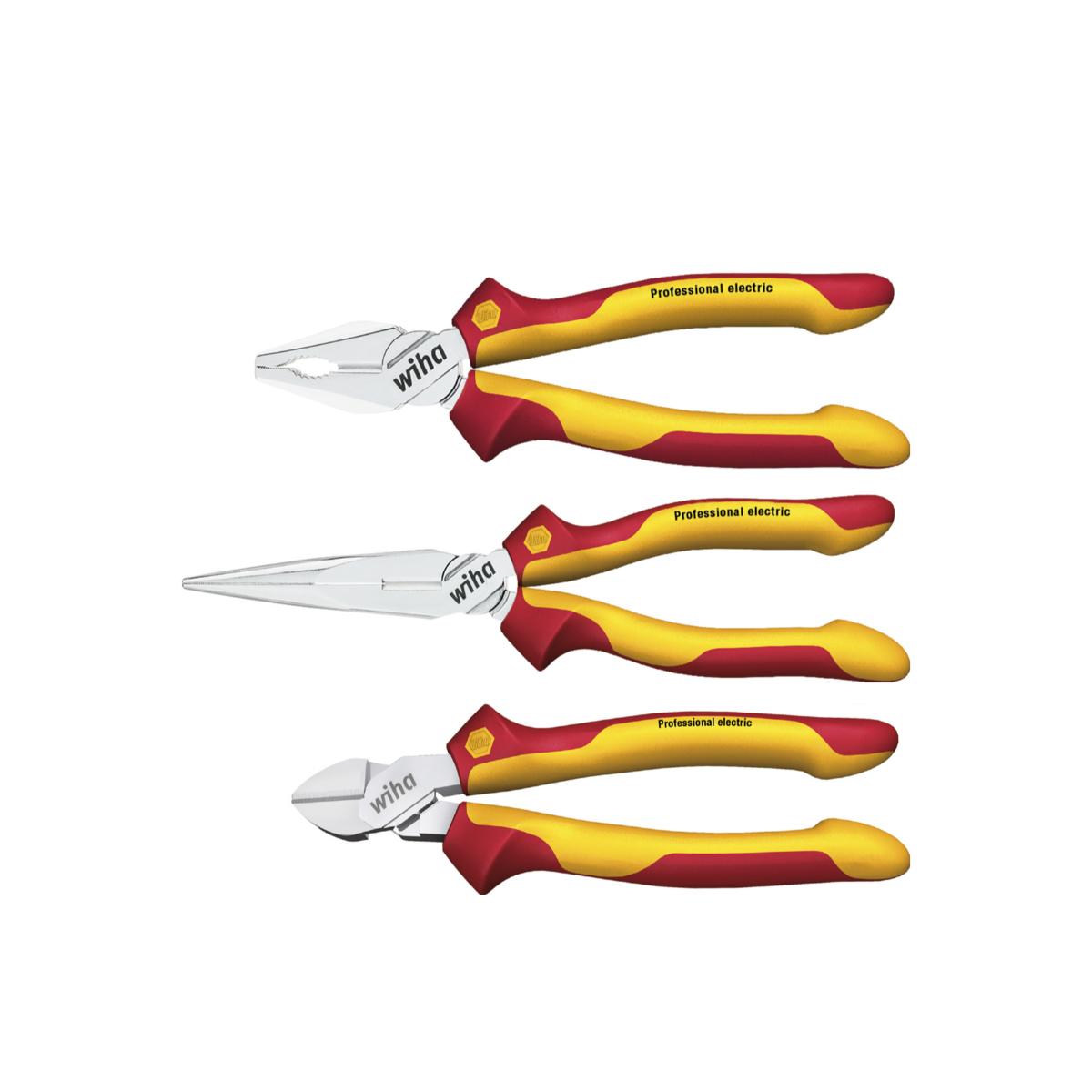 Wiha Zangen Set Professional electric Kombi-, Flachrundzange, Seitenschneider 3-teilges Set