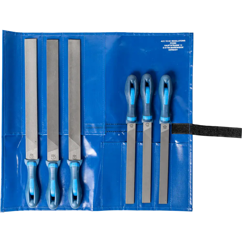 Jeu de lime d'atelier PFERD TOOLS 6 pièces en sac roulant 200/300 mm universel de l'ébauche à la finition