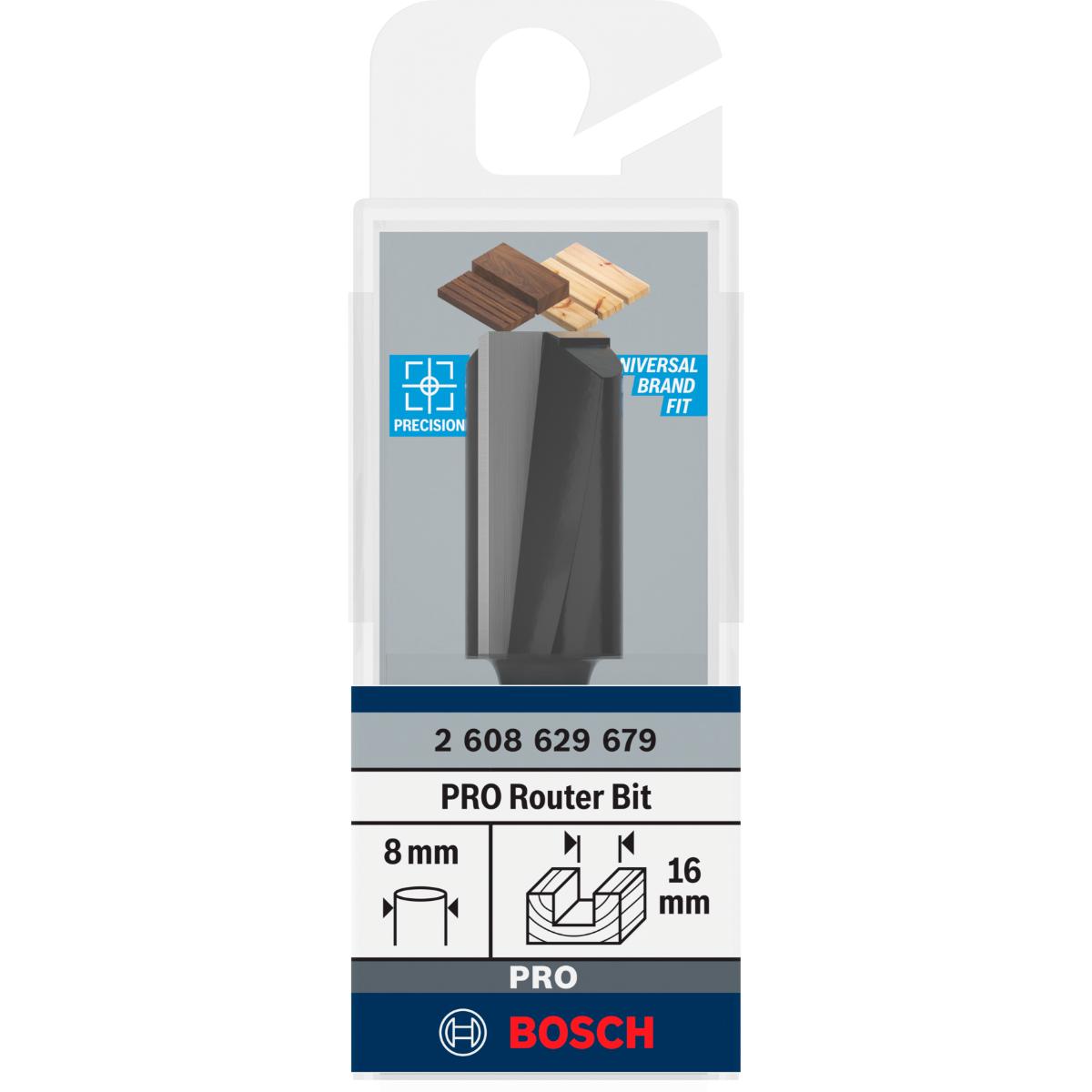 2608629679BO Bosch PRO Nutfräser, zweischneidig, Ø 16 x L 30, Schaft 8 mm