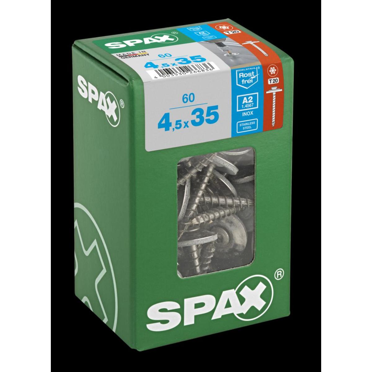 SPAX Spenglerschraube A2 T-Star Plus T20 4Cut 4,5 x 35 mm L, 60 Stück