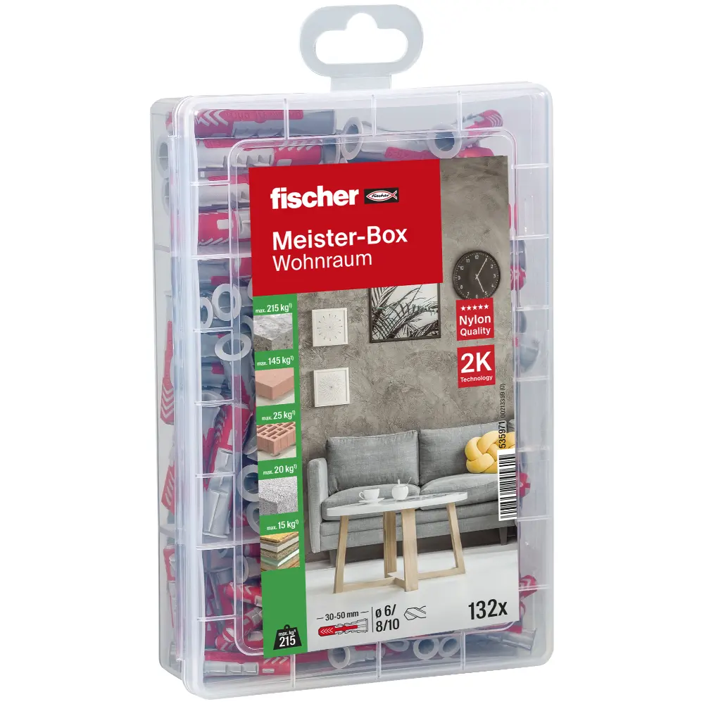 Fischer Dübelsortiment Meister-Box Wohnraum (132 Teile)