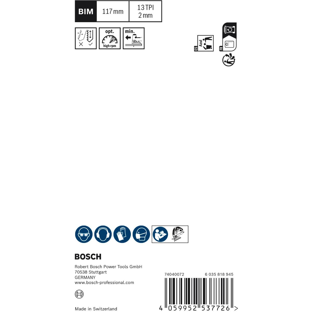 Bosch EXPERT ‘Hardwood 2-side clean’ T 308 BFP Stichsägeblatt, 3 Stück. Für Stichsägen