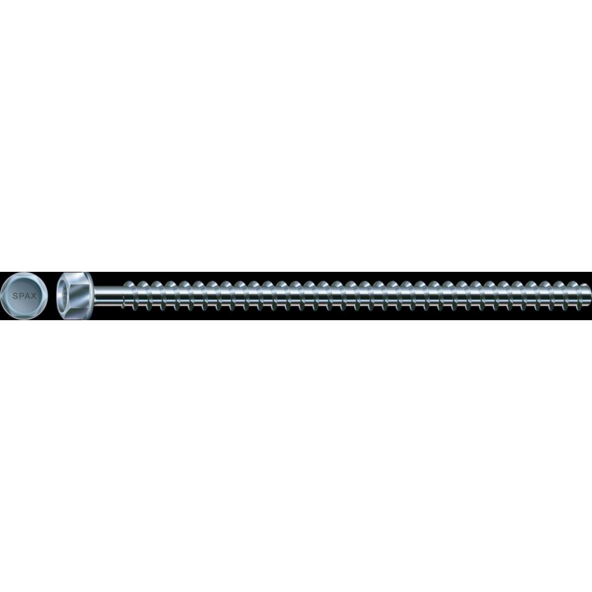 SPAX GEWINDESTANGE SECHSKANTFLANSCHKOPF SCHLÜSSELWEITE 22 OHNE SPITZE BLANK VERZINKT 16 X 1600, 25 Stück