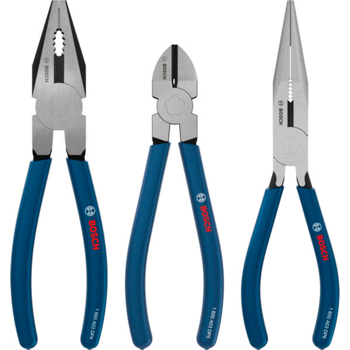 Bosch Zangen, tauchbeschichtete, rutschfeste Griffe, 3-teilges Set