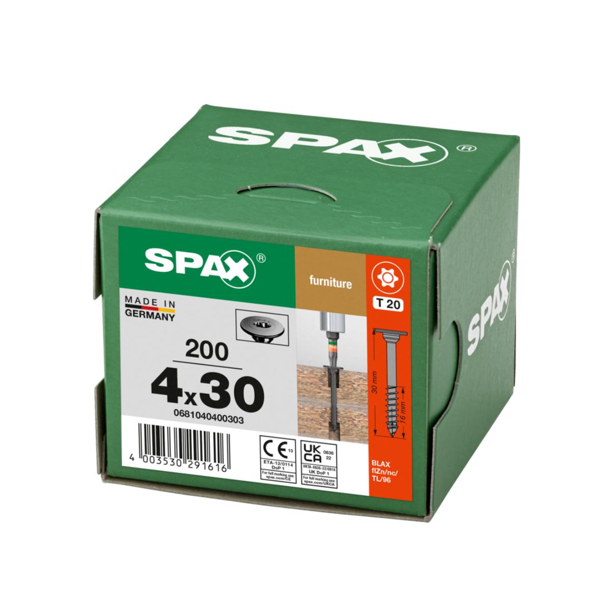 SPAX KORPUSVERBINDER T-STAR PLUS T20 TEILGEWINDE BLAX 200 Stück