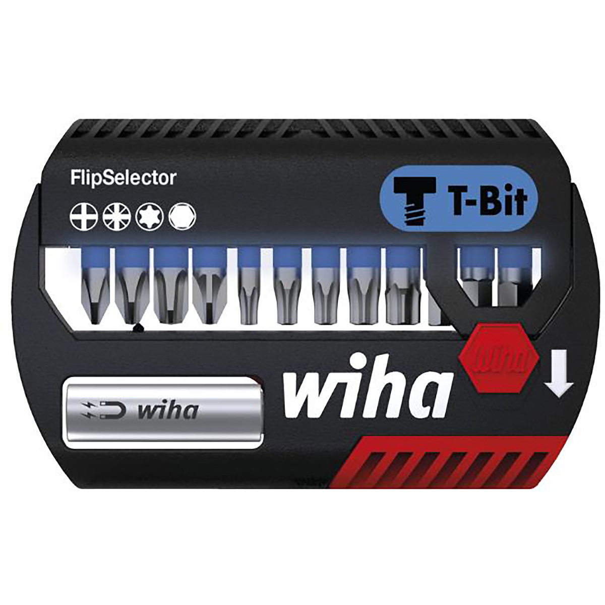 Wiha Bit Set FlipSelector T-Bit 25 mm gemischt 13-teilges Set 1/4 zoll C6,3 - 6 Stück