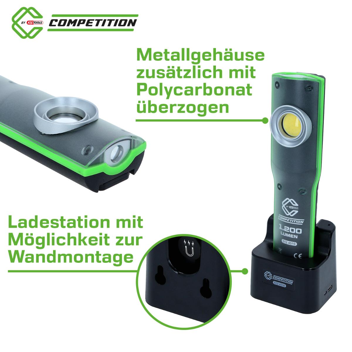 COMPETITION LED-Arbeitsleuchte, dimmbar, 1200 Lumen, mit Ladestation