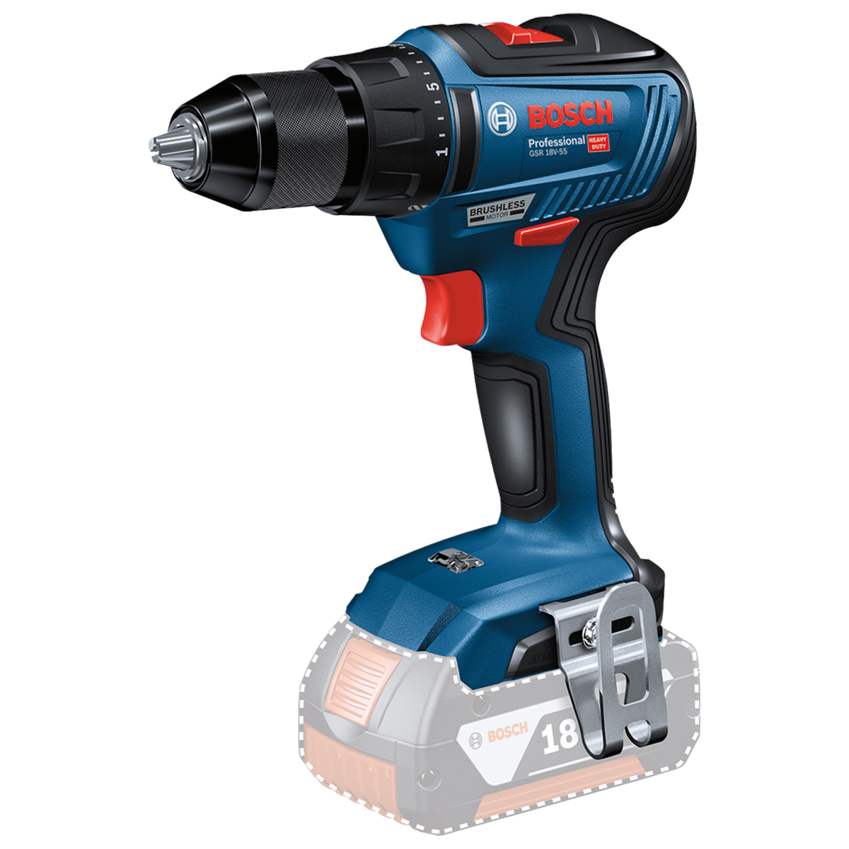 Bosch Akku-Bohrschrauber GSR 18V-55 Set inkl. 3 x Akku GBA 18V 5.0Ah + Schnellladegerät