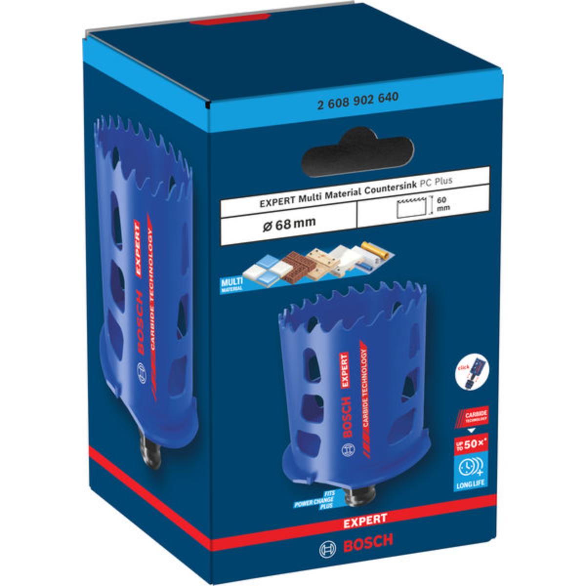 Bosch EXPERT Multi Material Kegelsenker PC Plus Lochsäge, 68 x 60 mm