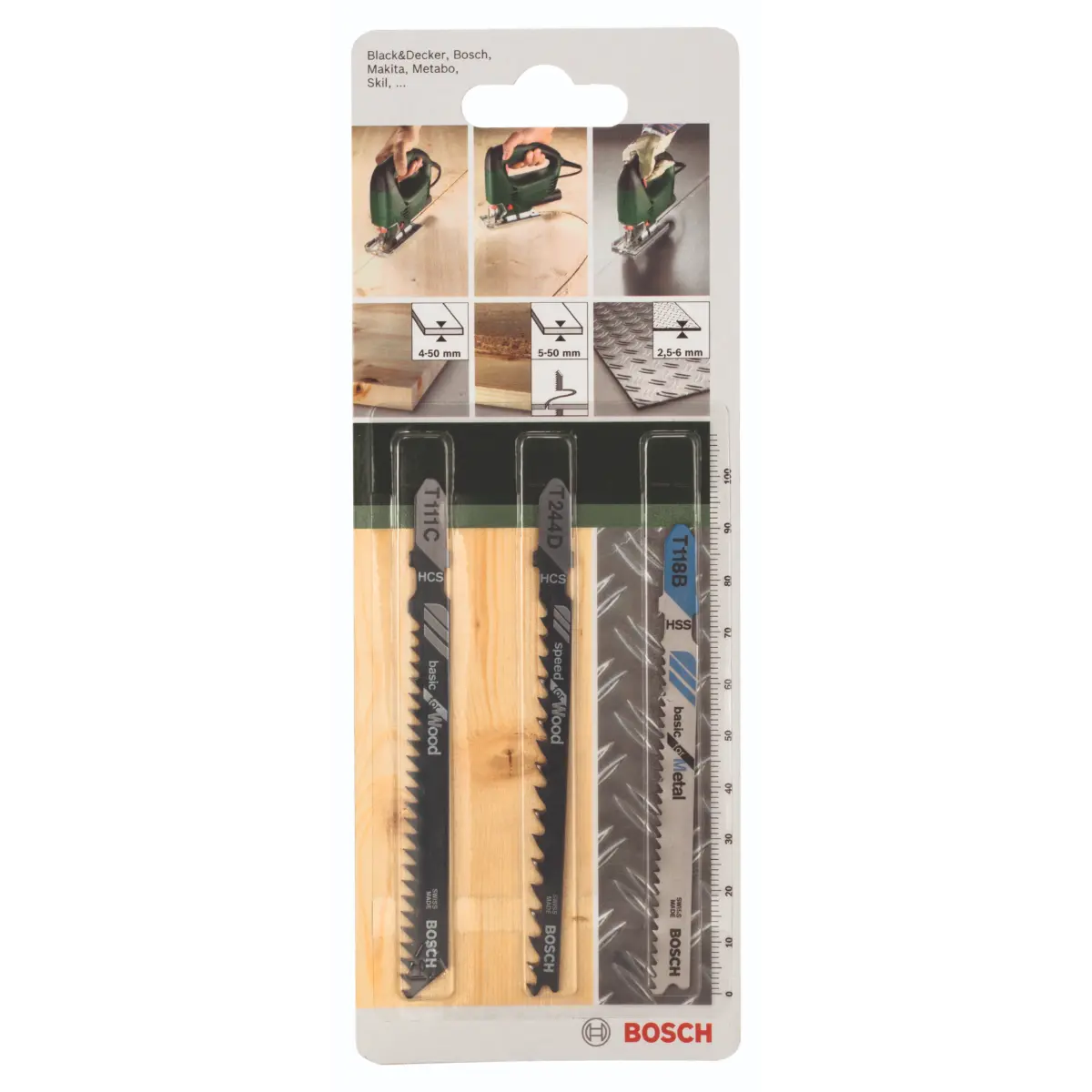 Bosch Stichsägeblatt-Set T-Schaft T 111 C, T 244 D, T 118 B, 3-tlg.