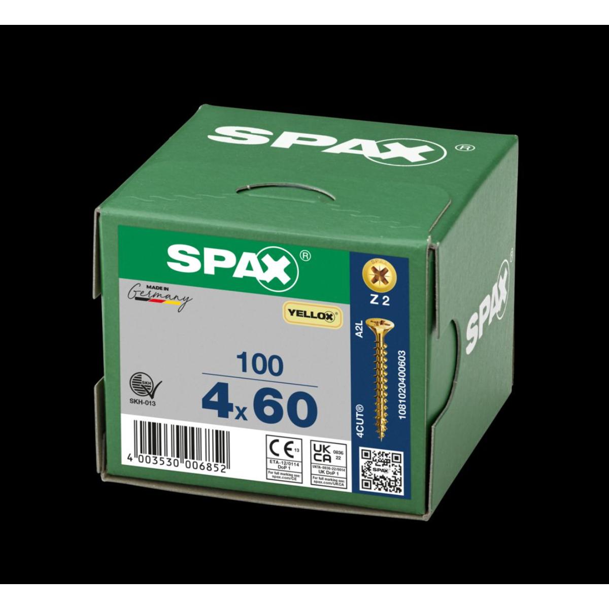 SPAX Senkmultikopf Kreuzschlitz Z2 Vollgewinde YELLOX, 100 Stück