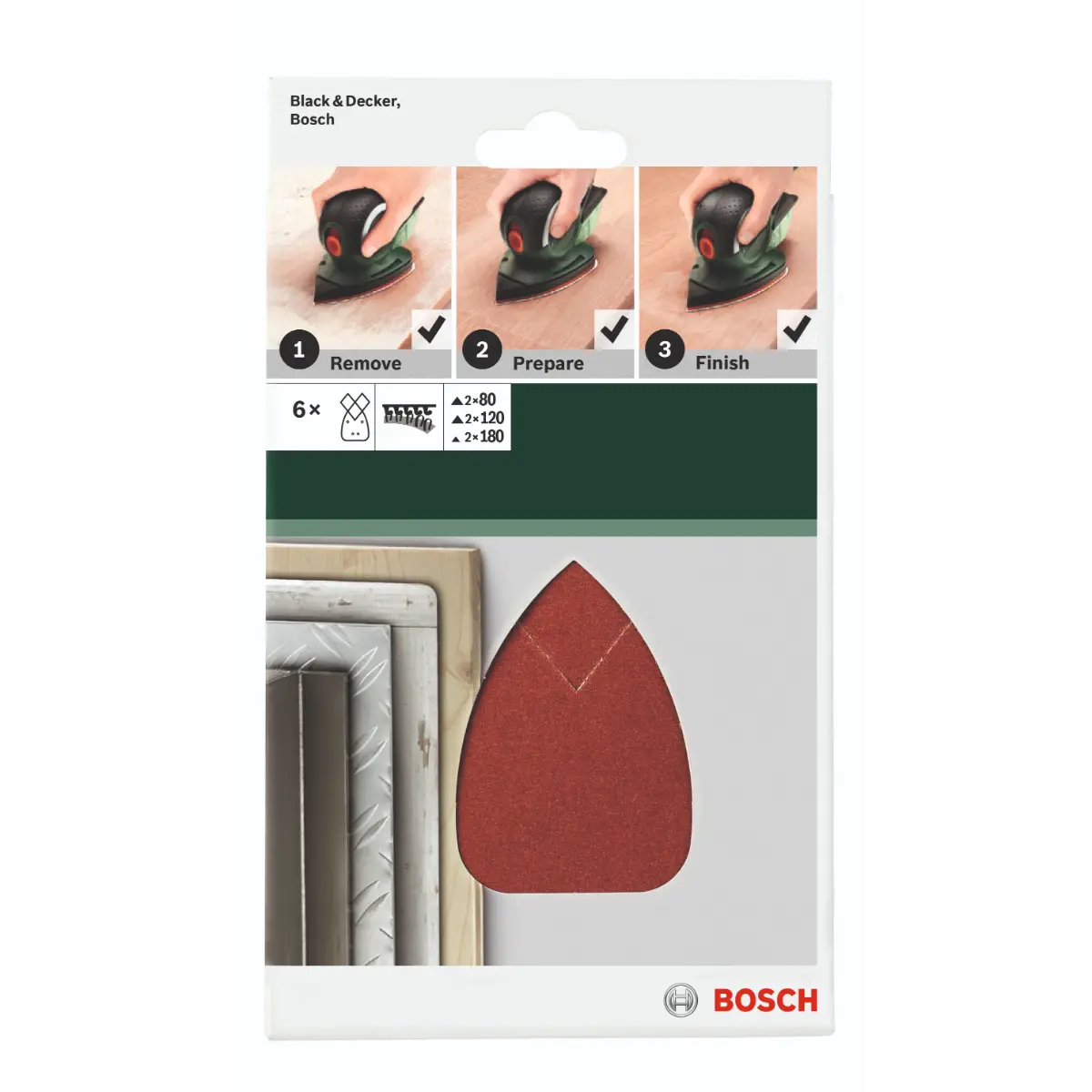 Bosch Schleifblatt-Set für Multischleifer K=80 / 120 / 180, 6-tlg.