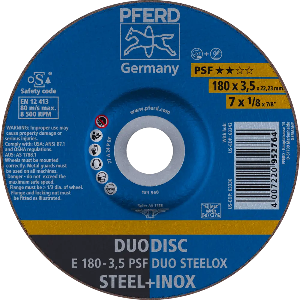 PFERD TOOLS DUODISC Trenn-/Schleifscheiben PSF DUO STEELOX für Stahl/VA
