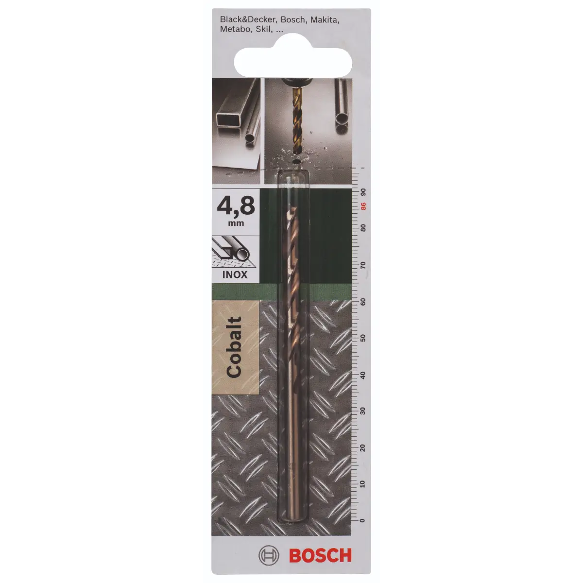 Bosch Metallbohrer HSS-Co, DIN 338 D= 4,8 mm, L= 86 mm