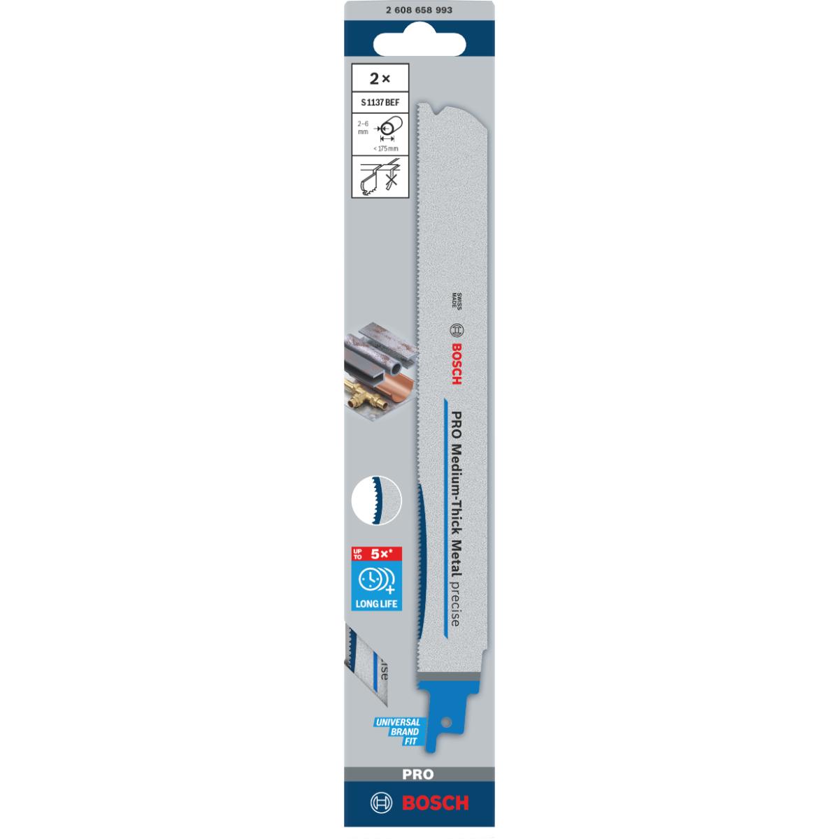 Bosch PRO Medium-Thick Metal precise S1137BEF Blatt,1,1 x 25 x 225 mm