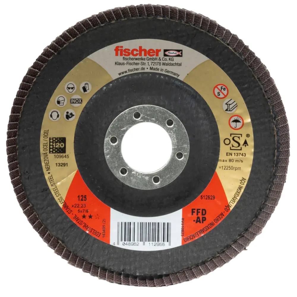 Fischer Fächerschleifscheibe AP 125 K120 Inox