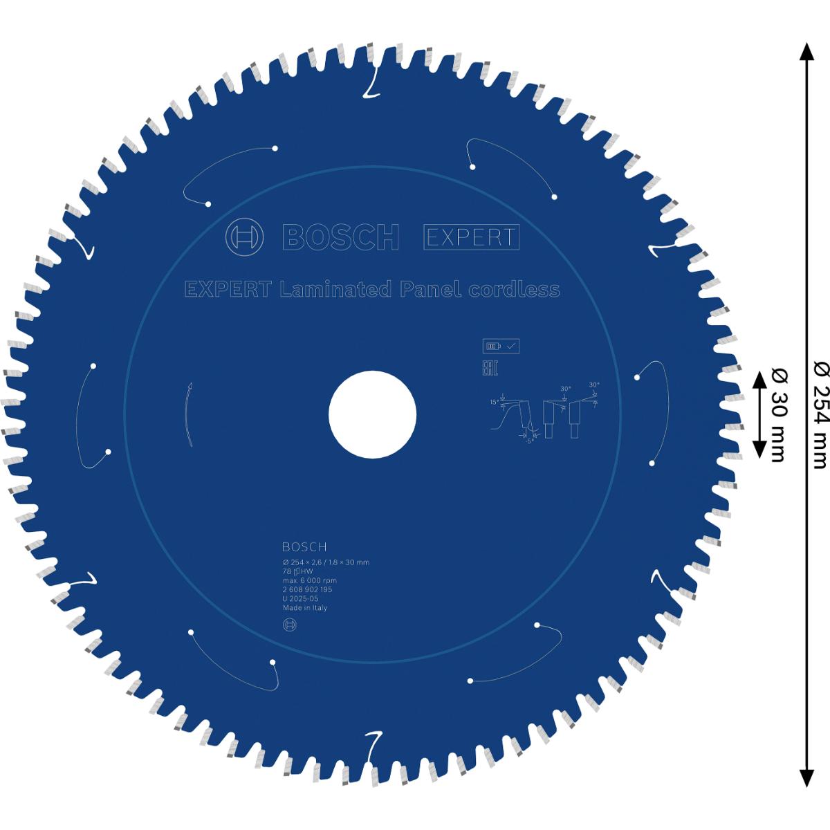 Bosch EXPERT Laminated Panel Kreissägeblatt, 254x30 mm, Z78