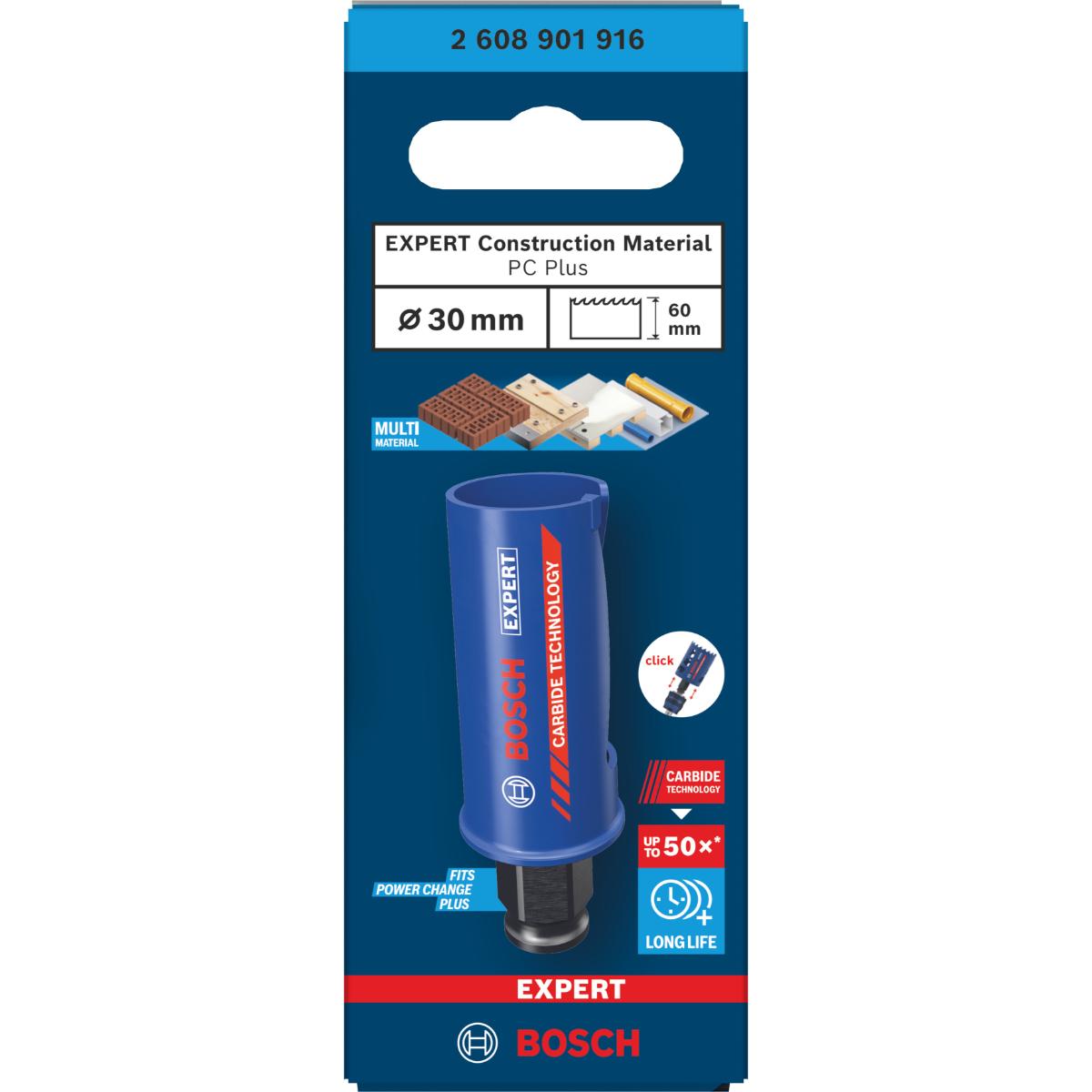 Bosch EXPERT Construction Material Power Change Plus Lochsäge, 30 x 60 mm
