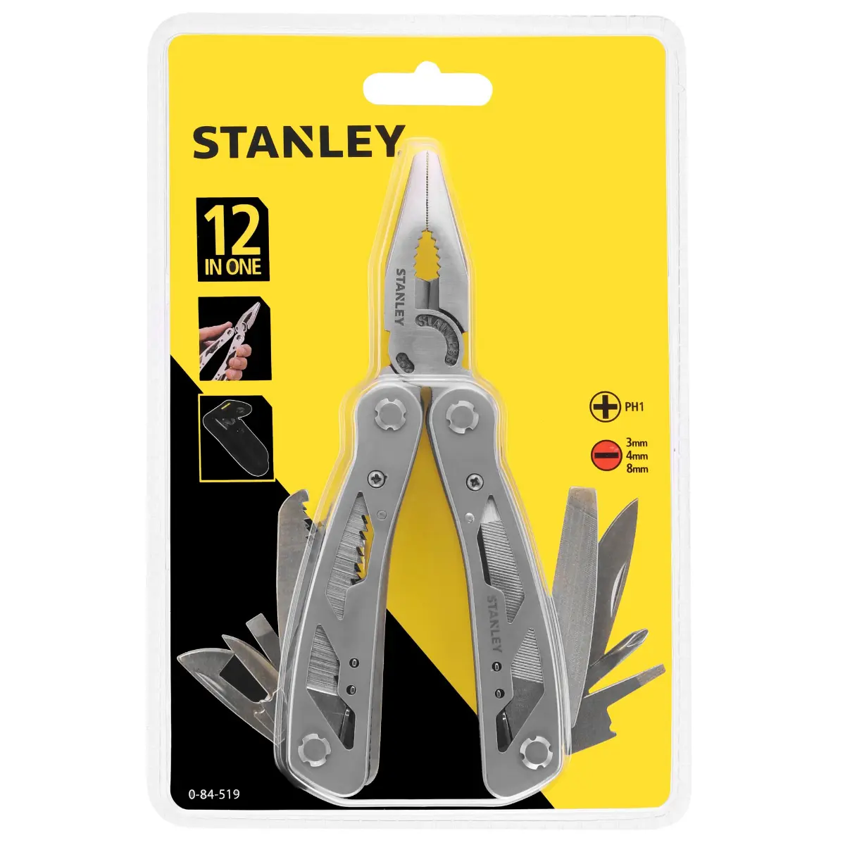 STANLEY Multifunktionswerkzeug 12-in-1 m. Tasche Rostfreier Stahl