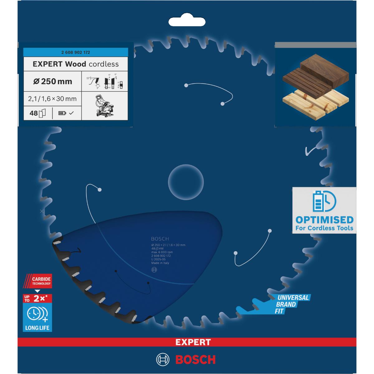 Bosch EXPERT Wood Kreissägeblatt, 250x30 mm, Z48