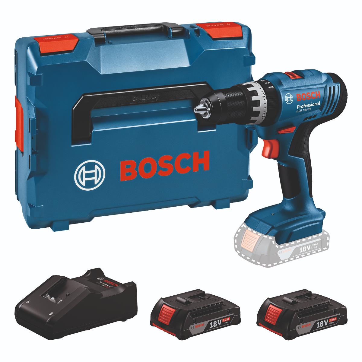 Bosch Akku-Schlagbohrschauber GSB 18V-25, 2 x Akku GBA 18V 2.0Ah in L-BOXX