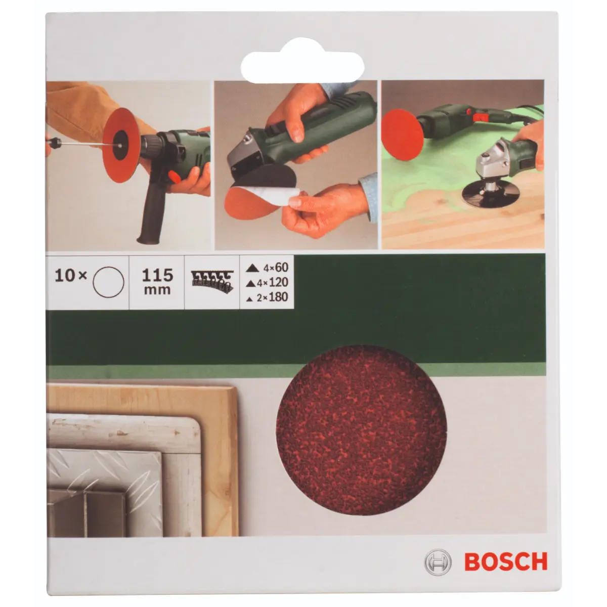 Bosch Schleifblatt-Set für Winkelschleifer D=115 mm, K=60-180, 10 Stck.