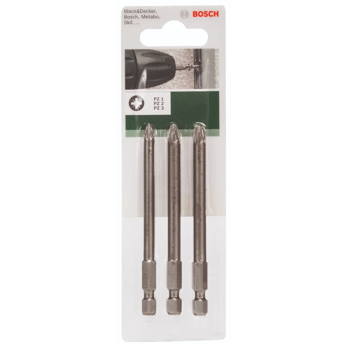 Bosch Schrauberklingen-Set für Pozidriv-Kreuzschlitzschrauben (PZ), 3-tlg.