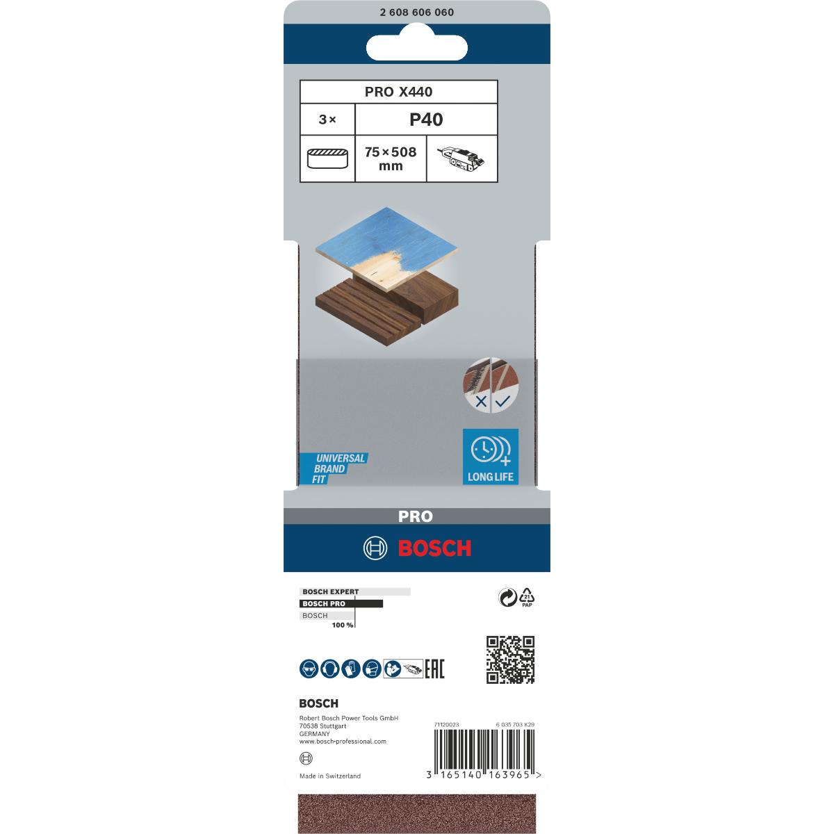 Bosch PRO Schleifband-Set X440 Best for Wood and Paint, 3-teilig