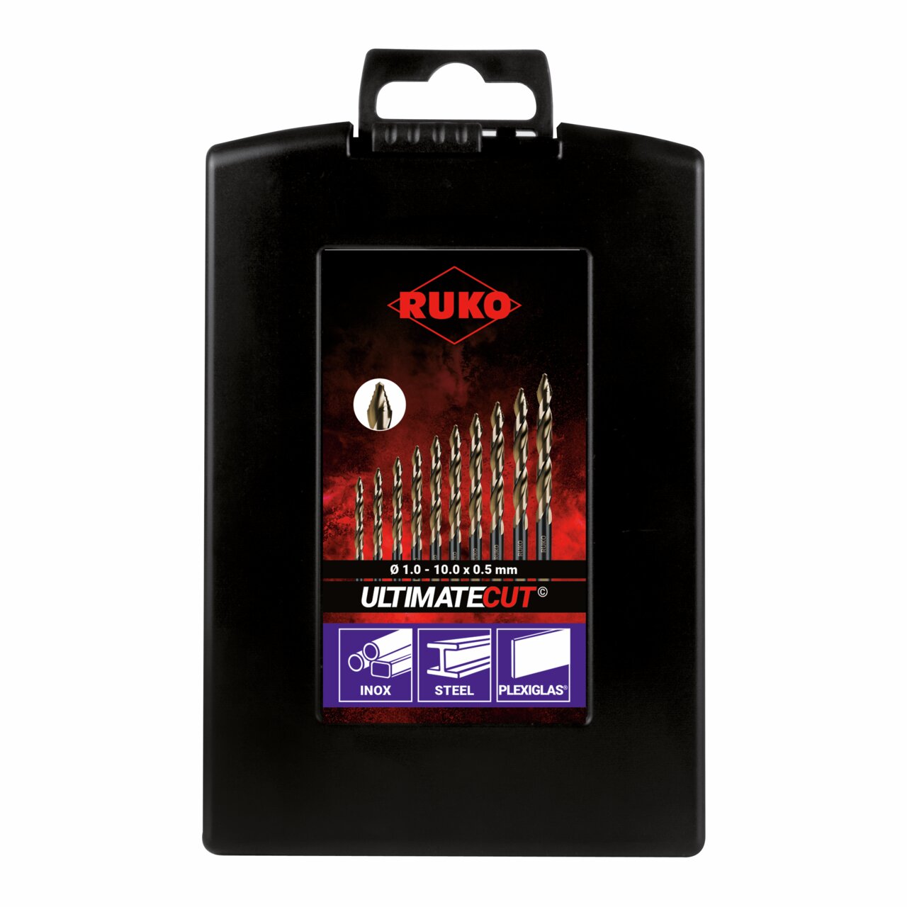 RUKO ULTIMATECUT Spiralbohrer-Satz DIN 338 Typ FLOWSTEP® HSS-Co 5 - 19-tlg.