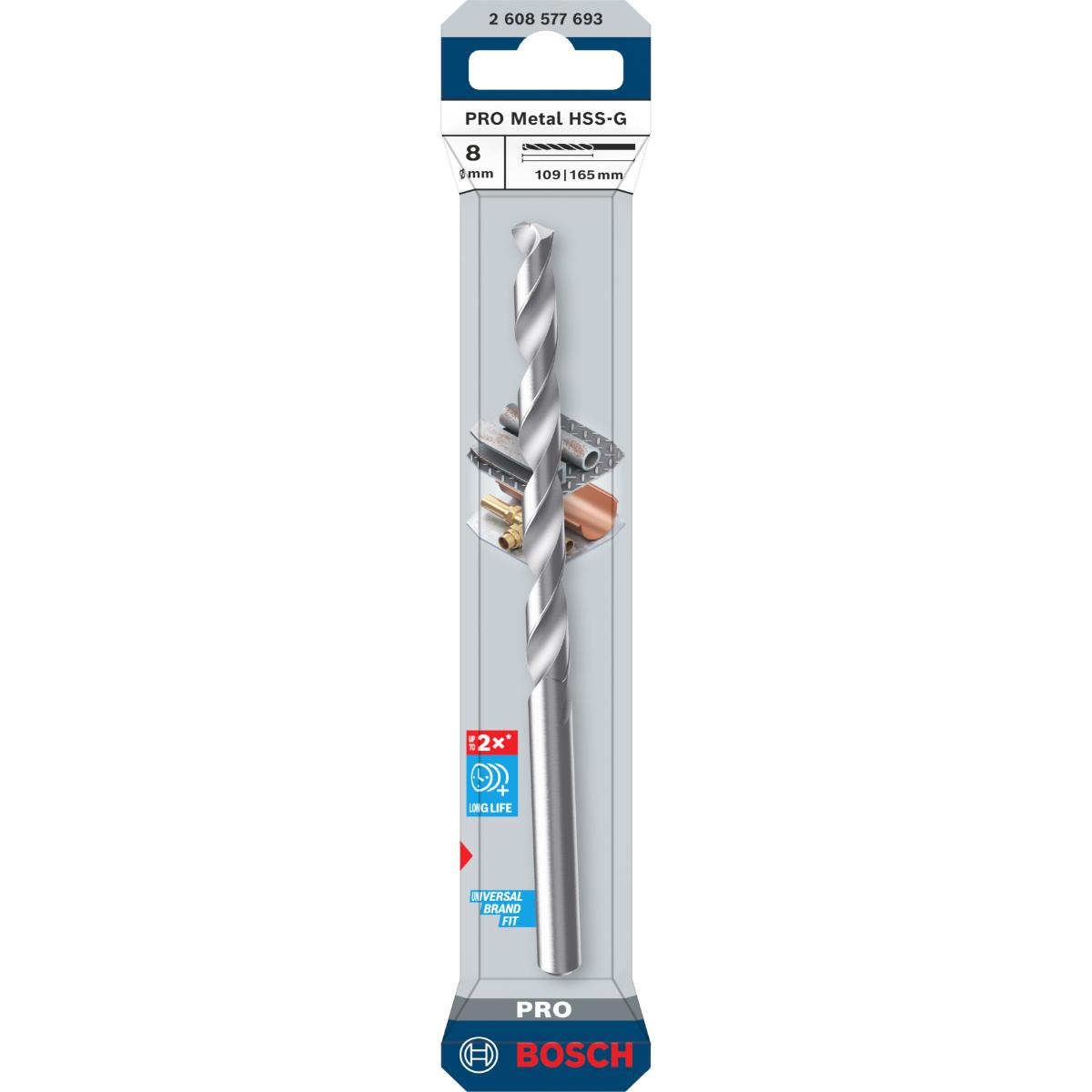 Bosch PRO Metal HSS-G Spiralbohrer, 8 x 109 x 165 mm