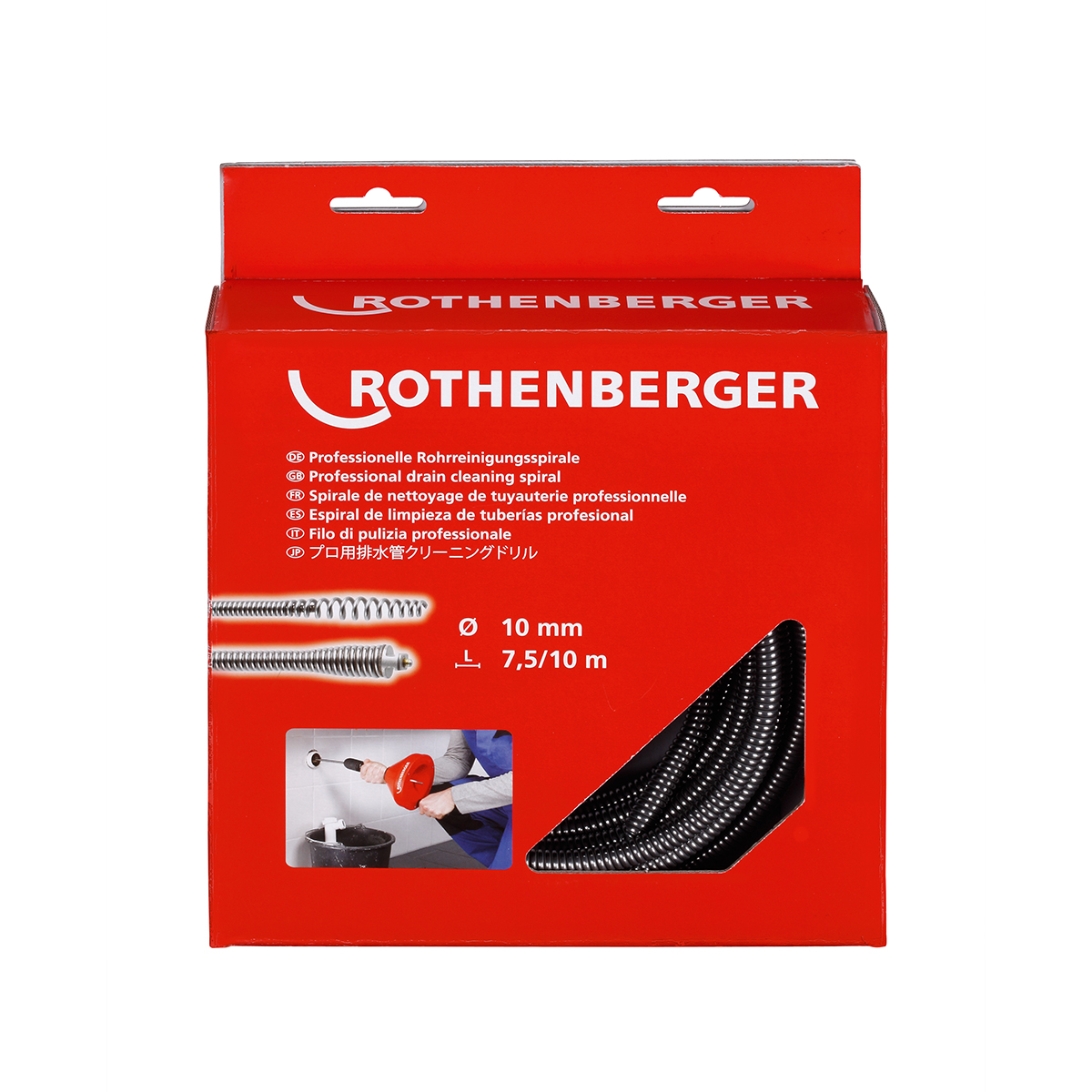ROTHENBERGER Spirale 10mmx7,5m mit Stahlseele+Kupplung