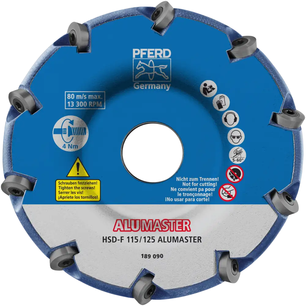 PFERD TOOLS Hochleistungsfrässcheibe ALUMASTER F Ø 115 mm für Winkelschleifer Alu Bearbeitung HICOAT