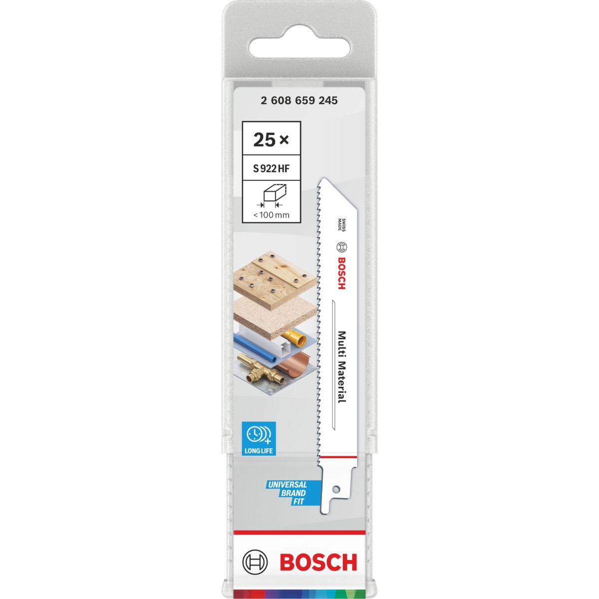 Bosch Multi Material S922HF Blatt, 0,9 x 19 x 150 mm, 25-Stück
