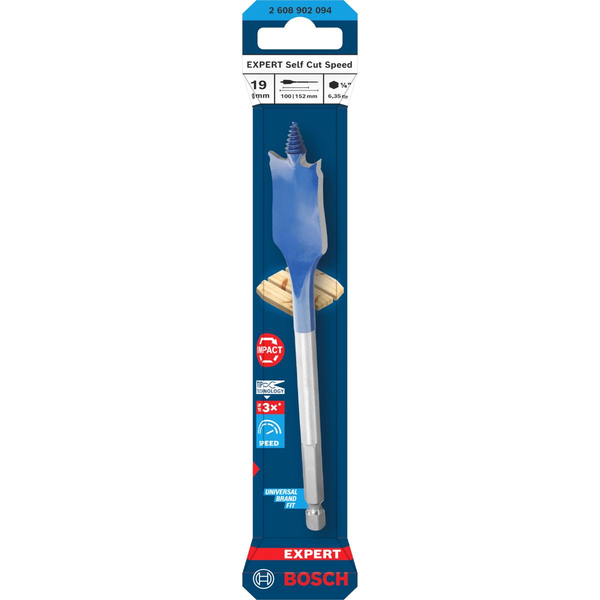 Bosch EXPERT Self Cut Speed Flachfräsbohrer, 19 x 152 mm