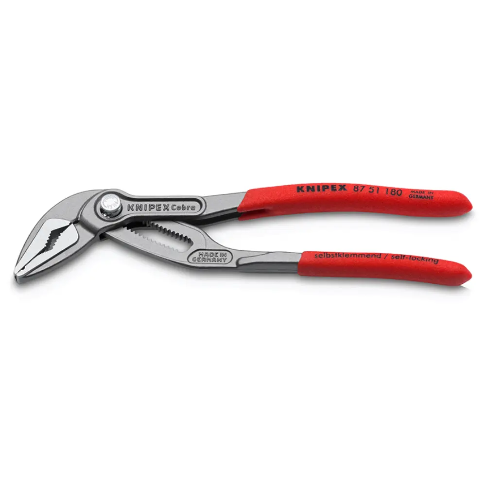 KNIPEX Cobra ES Wasserpumpenzange extra-schlank mit rutschhemmendem Kunststoff grau atramentiert 180 mm