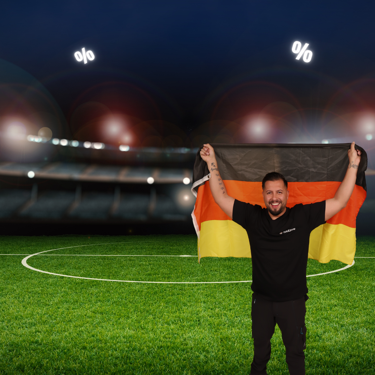 flag, Germany flag, flag scarf, soccer stadium, night scene